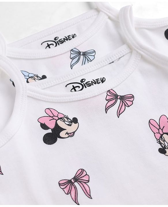 Babyhug Disney Single Jersey Knit Sleeveless Slips With Minnie Mouse Graphics Pack of 2 - White