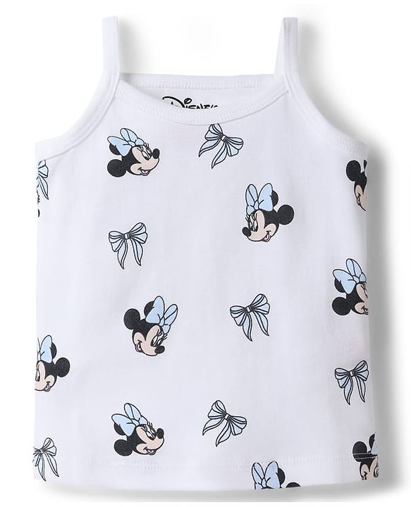 Babyhug Disney Single Jersey Knit Sleeveless Slips With Minnie Mouse Graphics Pack of 2 - White