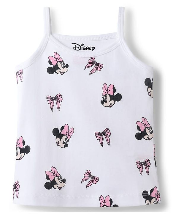 Babyhug Disney Single Jersey Knit Sleeveless Slips With Minnie Mouse Graphics Pack of 2 - White