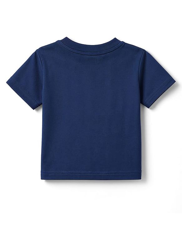 Babyhug 100% Cotton Knit Half Sleeves T-Shirt & Pyjama Night Suit Bear & Text Print -Navy