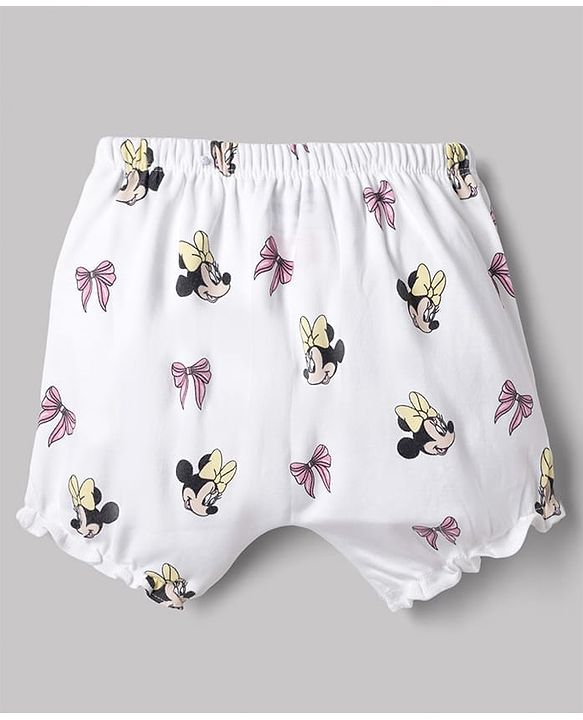 Babyhug Disney Single Jersey Knit Bloomer With Minnie Mouse Graphic Pack of 2 - White & Yellow