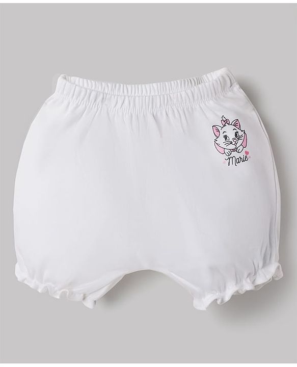 Babyhug Disney Single Jersey Knit Bloomers With Minnie Mouse & Marie Graphic Pack Of 2  - White