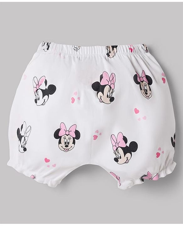 Babyhug Disney Single Jersey Knit Bloomers With Minnie Mouse & Marie Graphic Pack Of 2  - White