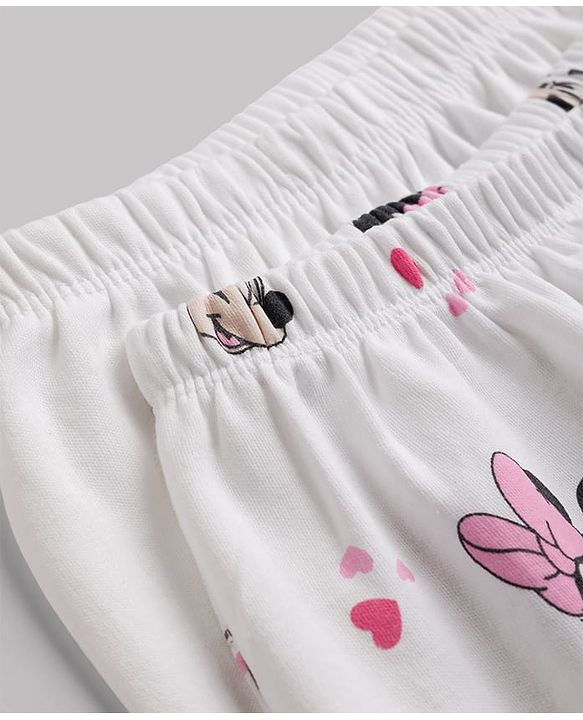 Babyhug Disney Single Jersey Knit Bloomers With Minnie Mouse & Marie Graphic Pack Of 2  - White