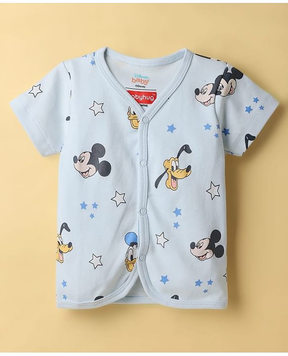 Babyhug Disney Interlock Knit Half Sleeves Jhablas With Mickey Mouse Graphics Pack of 2 - Multicolor