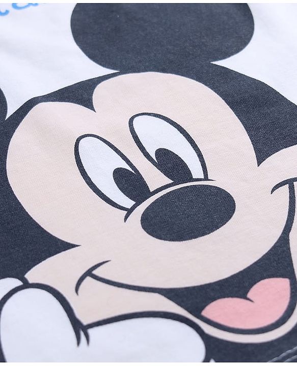 Babyhug Disney 100% Cotton Single Jersey Knit Full Sleeves T-Shirt & Pajama Night Suit with Mickey Mouse Graphic Print - Light Blue & White