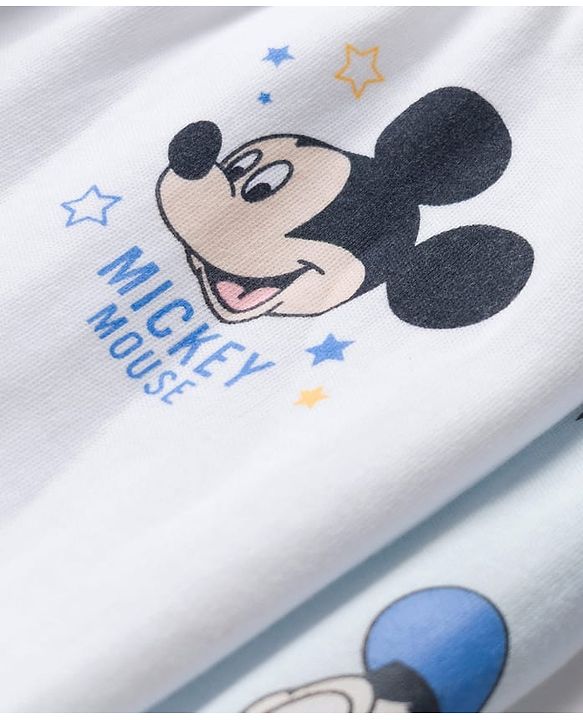 Babyhug Disney 100% Cotton Knit Full Length Diaper Leggings With Micky Mouse Graphic - Multicolor