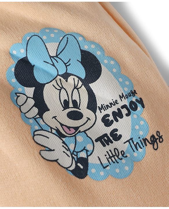 Babyhug Disney Single Jersey Knit Mid Thigh Bloomers with Minnie Mouse Character Print Pack of 2 - Peach