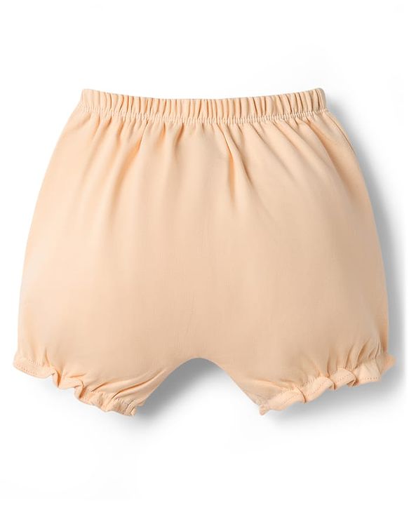 Babyhug Disney Single Jersey Knit Mid Thigh Bloomers with Minnie Mouse Character Print Pack of 2 - Peach