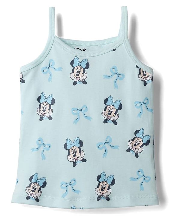 Babyhug Disney Single Jersey Knit Sleeveless Slips With Minnie Mouse Graphic Pack of 2 - Light Blue & Peach
