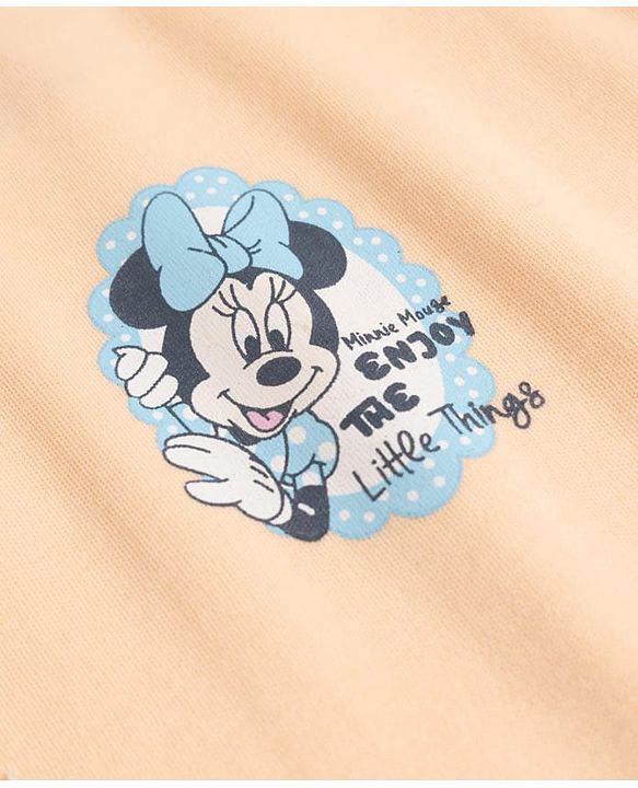 Babyhug Disney Single Jersey Knit Sleeveless Slips With Minnie Mouse Graphic Pack of 2 - Light Blue & Peach