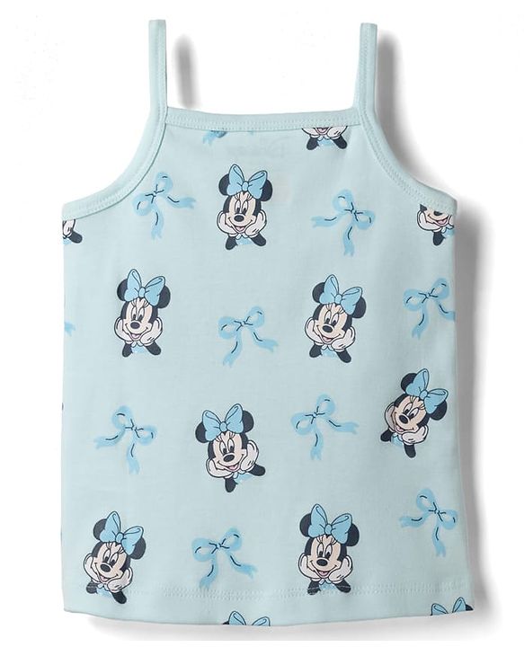 Babyhug Disney Single Jersey Knit Sleeveless Slips With Minnie Mouse Graphic Pack of 2 - Light Blue & Peach