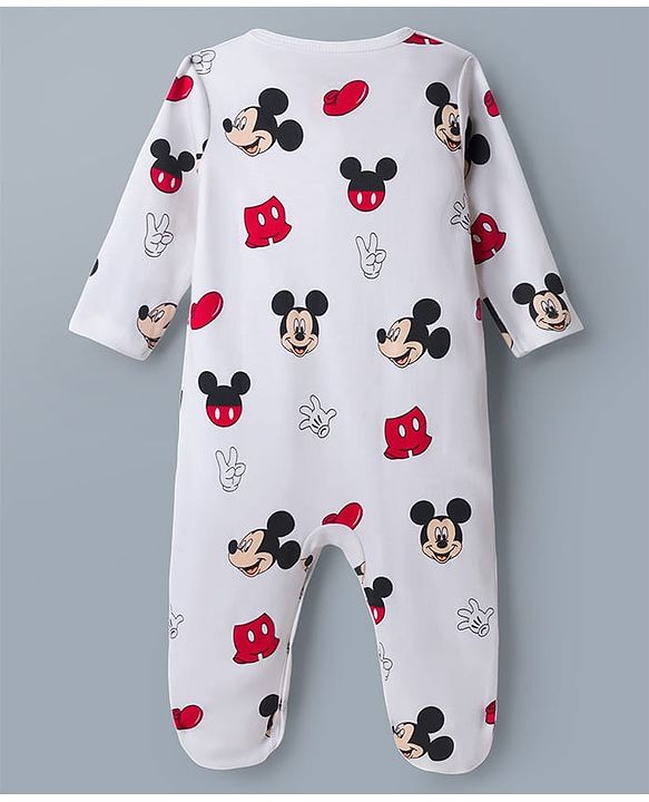 Babyhug Disney Full Sleeves Footed Sleepsuits With Mickey Mouse Graphics Pack of 2 - Multicolor