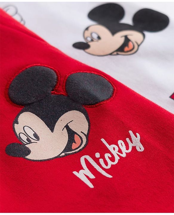 Babyhug Disney Full Sleeves Footed Sleepsuits With Mickey Mouse Graphics Pack of 2 - Multicolor