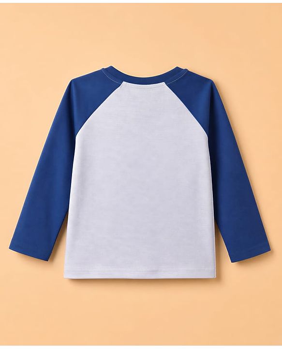 Babyhug 100% Cotton Knit Full Sleeves T-Shirt & Striped Pyjama Night Suit With Animal Print - Navy / Grey