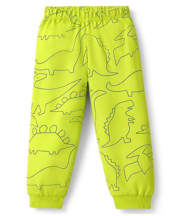 Babyhug Cotton Knit Full Sleeves T-Shirt & Pyjama Co-Ord Night Suit With Dino Print - Green