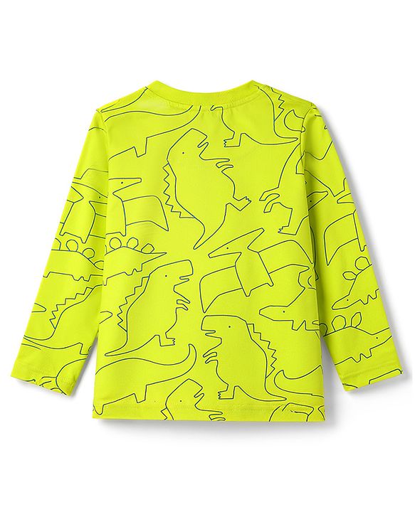 Babyhug Cotton Knit Full Sleeves T-Shirt & Pyjama Co-Ord Night Suit With Dino Print - Green