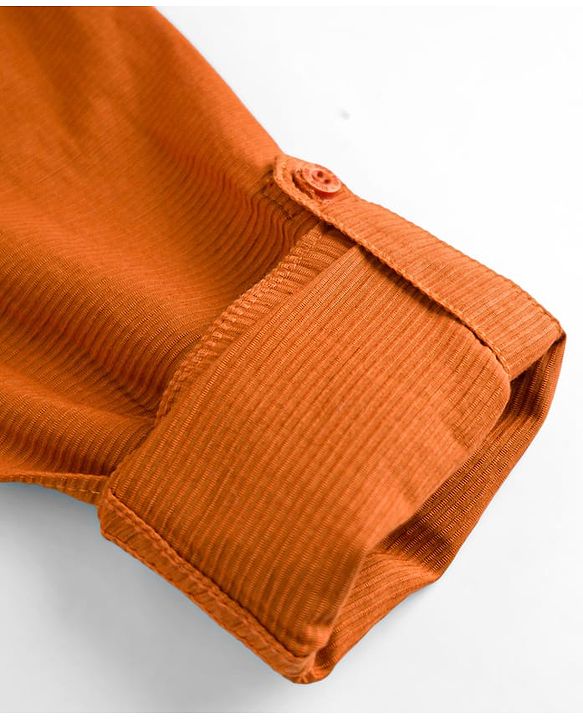 Pine Kids Cotton Woven Full Sleeves Mandarin Collar Solid Kurta Shirt - Orange