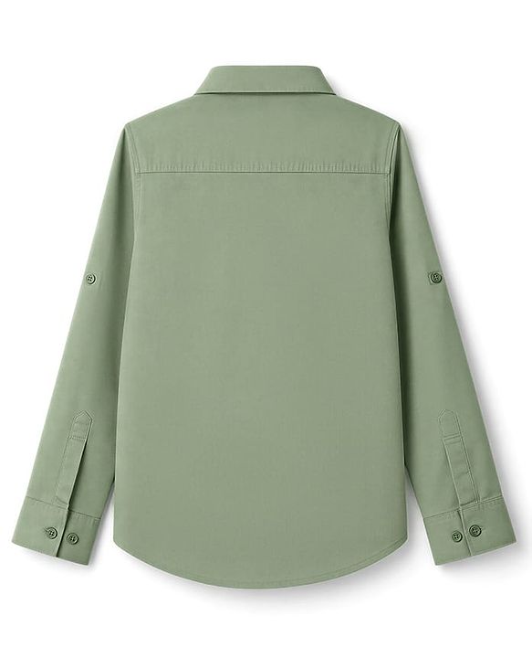 Pine Kids Cotton Woven Full Sleeves Solid Shirt with Never Give Up Print - Light Green
