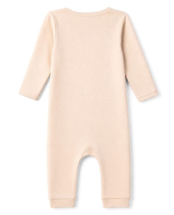 Babyhug 100% Cotton Interlock Knit Full Sleeves Rompers With Animal Print Pack of 2- Beige & Light Green