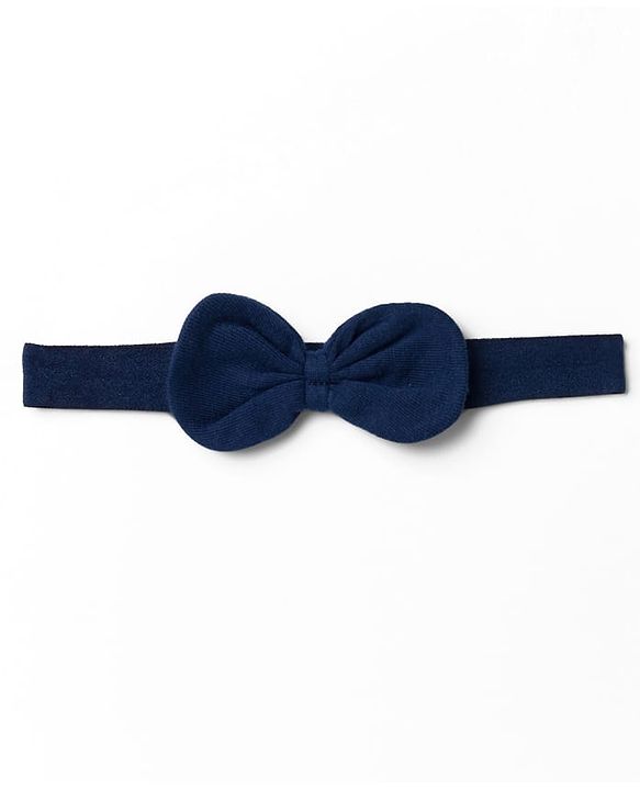 Babyhug 100% Cotton Interlock Knit Full Sleeves Text & Bunny Printed Onesie With Hairband - Navy