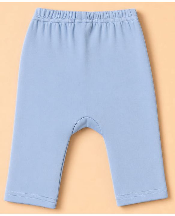Babyhug 100% Cotton Interlock Knit Full Sleeves Onesies with Leggings & Cap Mittens & Booties With Vehicle Print - Light Blue