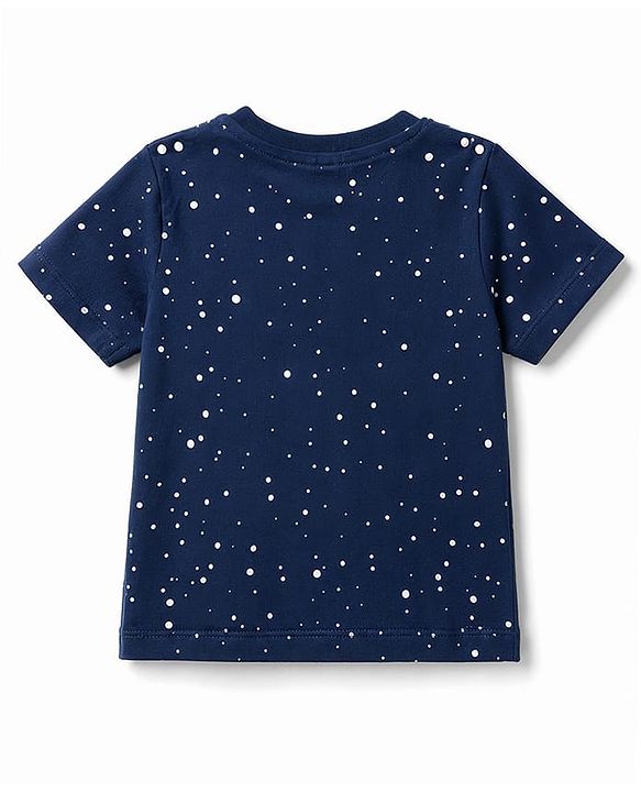 Babyhug Cotton Knit Half Sleeves Space Theme Printed T-Shirt & Shorts Night Suit - Navy