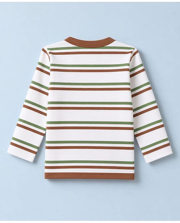 Babyhug 100% Cotton Interlock Knit Full Sleeves Striped & Boat Printed Jhablas Pack of 3 - White & Green