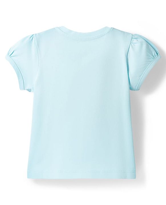 Babyhug 100% Cotton Knit Half Sleeves T-Shirt & Shorts Night Suit With Star & Kitten Print - Blue & Pink