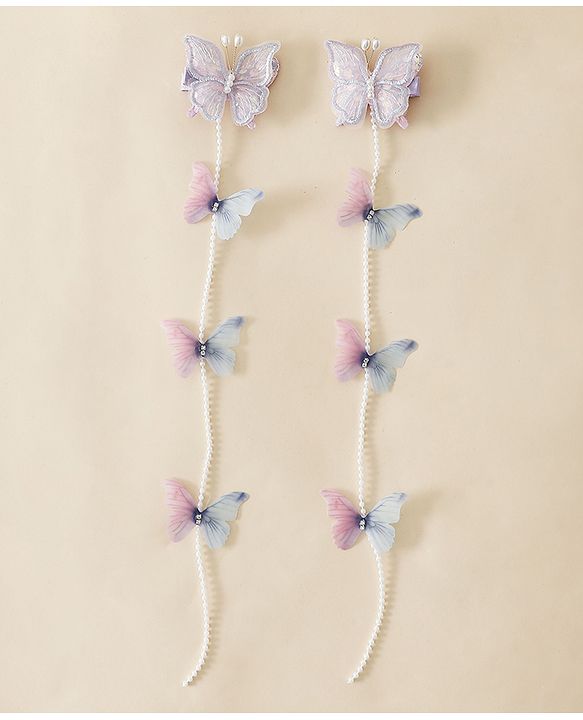 Babyhug Free Size Bow & Butterfly Clips - Purple