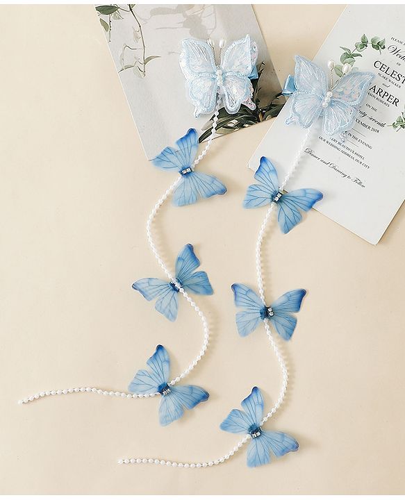 Babyhug Free Size  Bow & Butterfly Clips - Blue