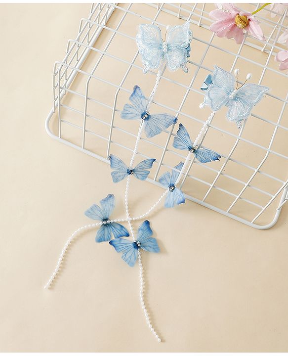 Babyhug Free Size  Bow & Butterfly Clips - Blue