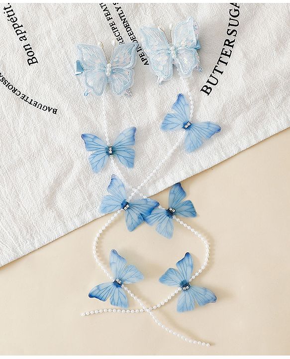 Babyhug Free Size  Bow & Butterfly Clips - Blue