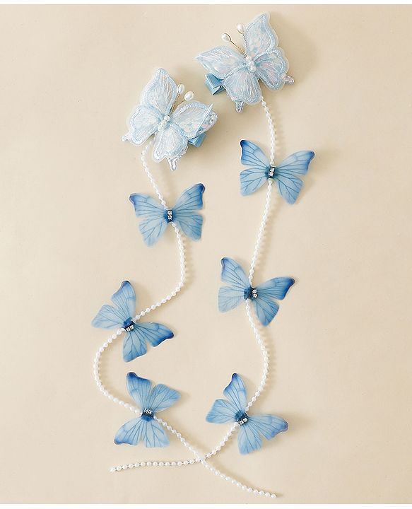 Babyhug Free Size  Bow & Butterfly Clips - Blue