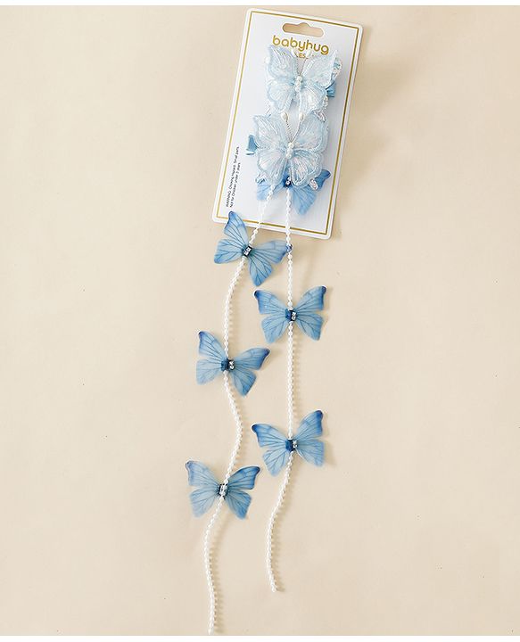 Babyhug Free Size  Bow & Butterfly Clips - Blue