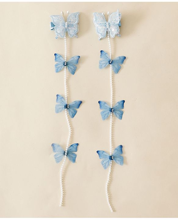 Babyhug Free Size  Bow & Butterfly Clips - Blue