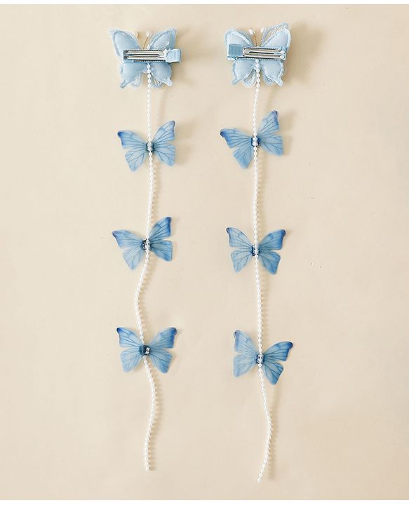 Babyhug Free Size  Bow & Butterfly Clips - Blue
