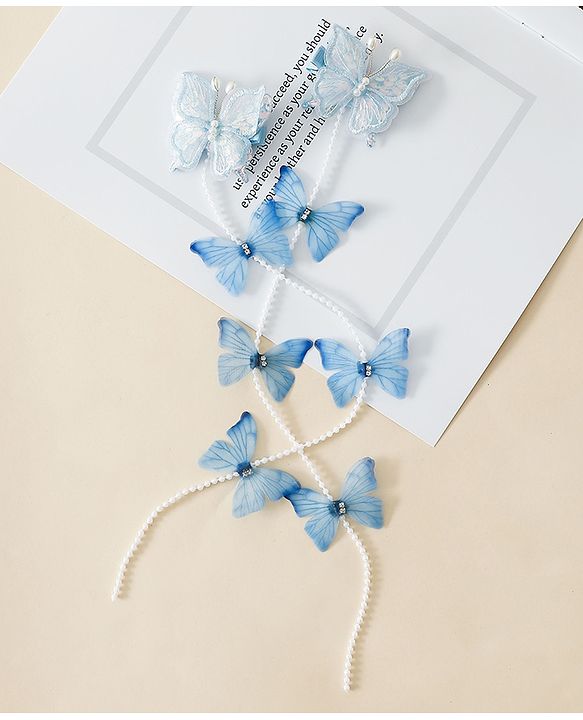 Babyhug Free Size  Bow & Butterfly Clips - Blue