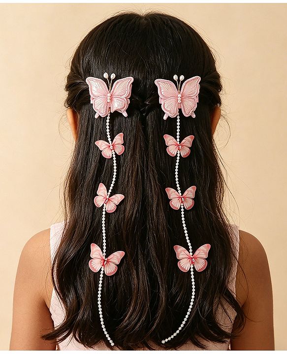 Babyhug Free Size Bow & Butterfly Clips - Pink