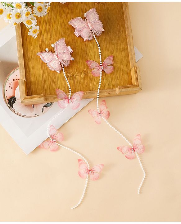Babyhug Free Size Bow & Butterfly Clips - Pink