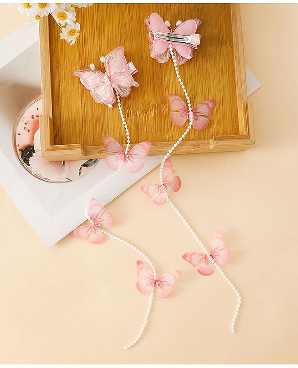 Babyhug Free Size Bow & Butterfly Clips - Pink