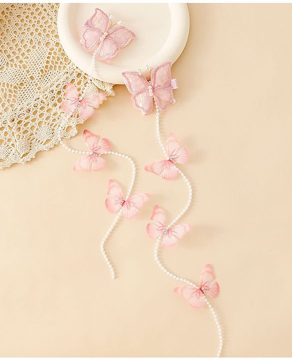 Babyhug Free Size Bow & Butterfly Clips - Pink