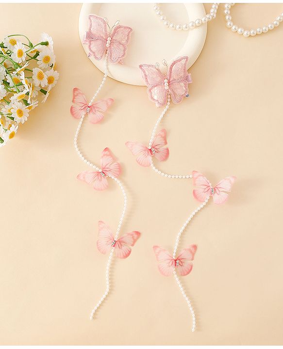 Babyhug Free Size Bow & Butterfly Clips - Pink