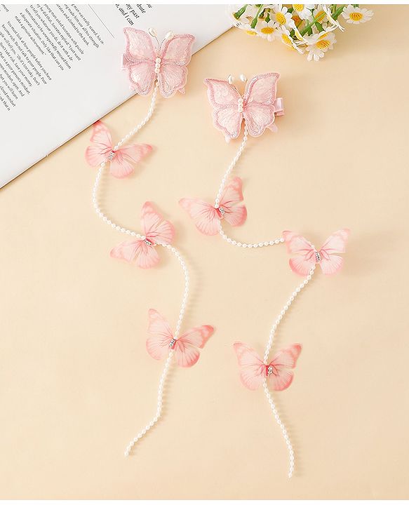 Babyhug Free Size Bow & Butterfly Clips - Pink