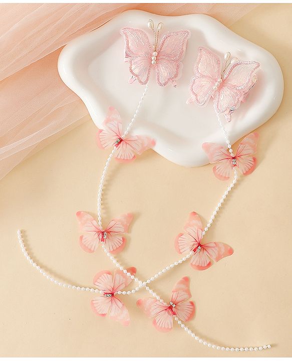 Babyhug Free Size Bow & Butterfly Clips - Pink