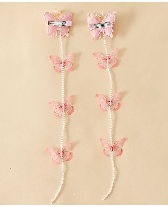 Babyhug Free Size Bow & Butterfly Clips - Pink