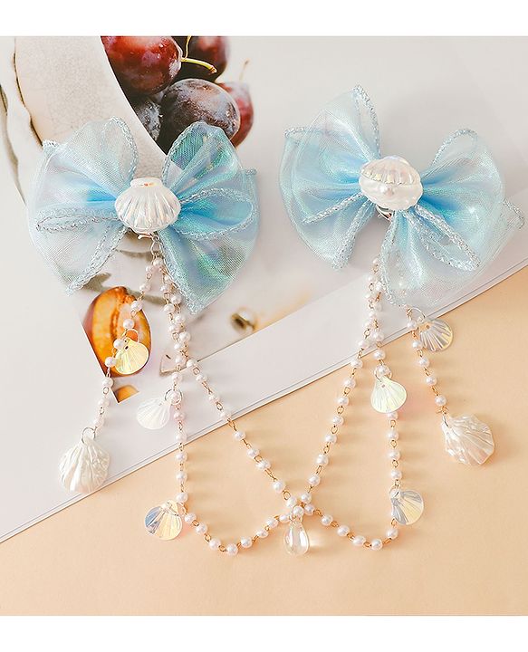 Babyhug Free Size Bow & Butterfly Clip - Blue