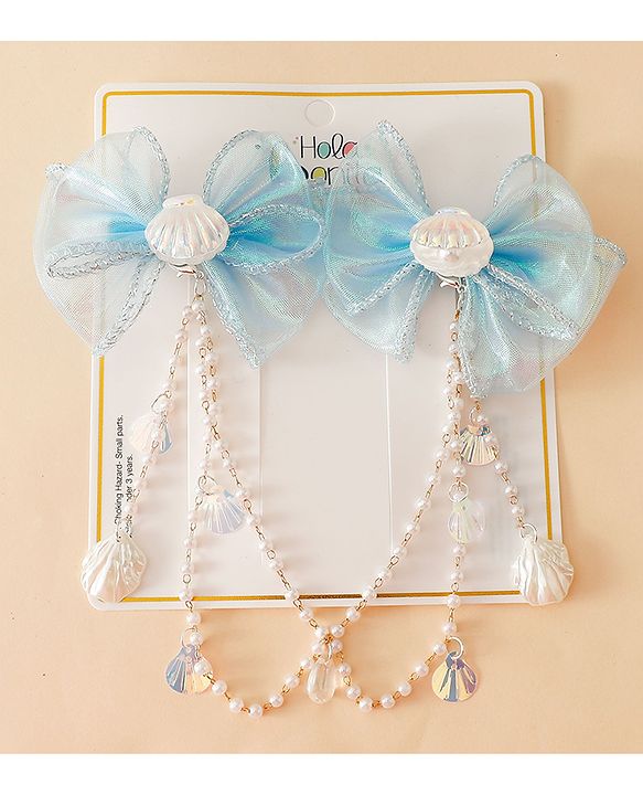 Babyhug Free Size Bow & Butterfly Clip - Blue