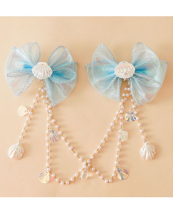 Babyhug Free Size Bow & Butterfly Clip - Blue