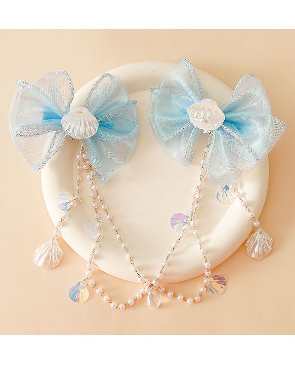 Babyhug Free Size Bow & Butterfly Clip - Blue